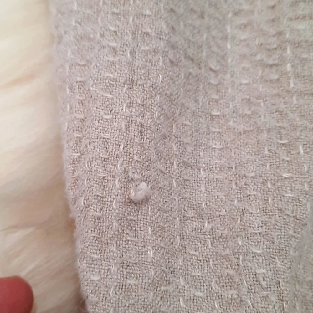 FLAX Cotton Neutral Fitted Longsleeve Button Front Blouse - Picture 5 of 5
